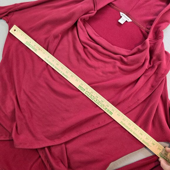 Athleta Decadent Red Purana Wrap Sweatshirt Cardigan Hoodie Soft Stretch Yoga Lg - Picture 11 of 13